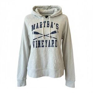 Martha’s Vineyard Crossed Oars Grey Coastal Beach Large Hoodie Sweatshirt